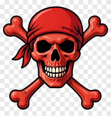 Cartoon Skull And Crossbones With Red Bandana PNG