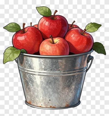 Bucket Of Red Apples PNG