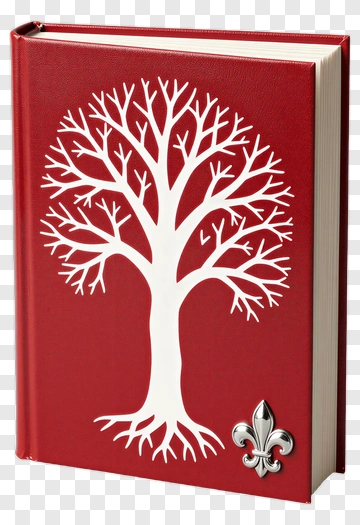 Red Book With White Tree Design PNG