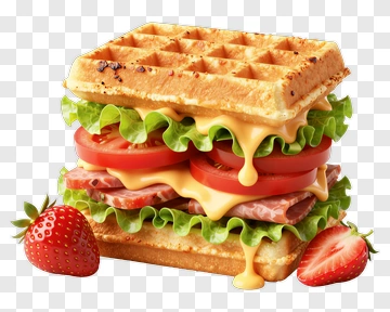 Waffle Sandwich With Cheese And Vegetables PNG