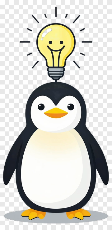 Cartoon Penguin With A Light Bulb PNG