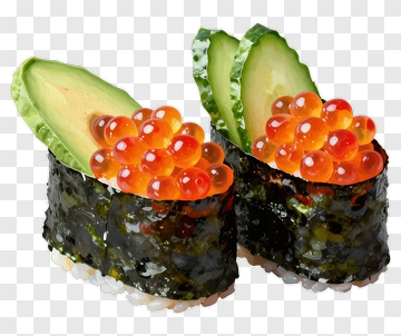 Sushi Roll With Avocado And Fish Roe PNG
