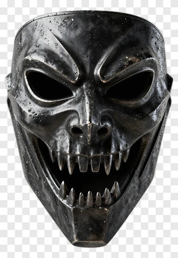 Black Skull Mask With Sharp Teeth PNG