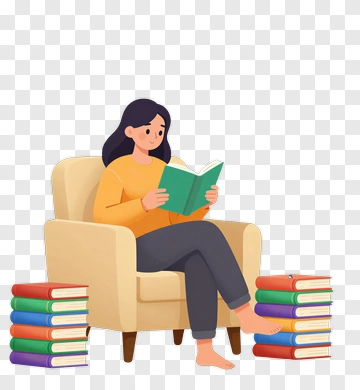 Woman Reading A Book In A Cozy Chair PNG