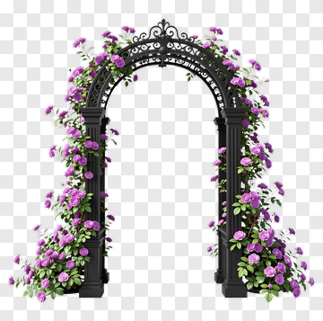 Flower Archway With Purple Roses PNG