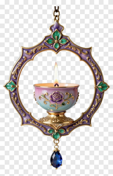 Decorative Candle Holder With Floral Design PNG