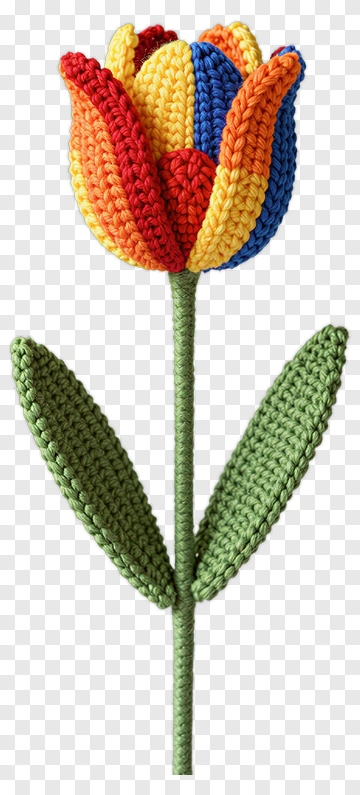 Colorful Crocheted Tulip Flower PNG