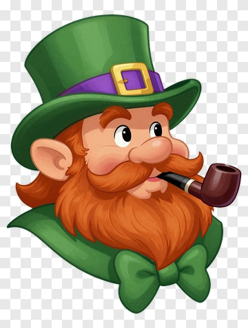 Cartoon Leprechaun With Pipe PNG