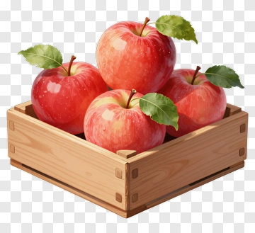 Wooden Crate Of Red Apples PNG