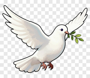 Cartoon Dove Holding An Olive Branch PNG