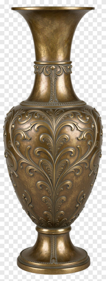 Ornate Bronze Vase With Decorative Floral Patterns PNG