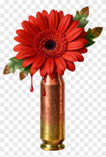 Red Flower In A Bullet Vase PNG