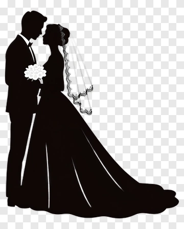 Silhouette Wedding Couple PNG