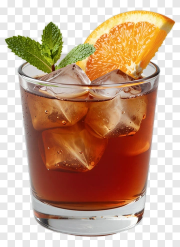 Glass Of Iced Tea With Orange Slice And Mint PNG