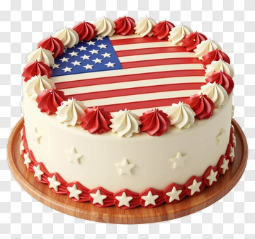 Patriotic Cake With American Flag Design PNG