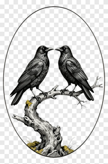 Two Ravens Sitting On A Branch PNG