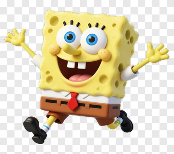 Cartoon Spongebob Squarepants Running Cheerfully PNG