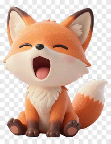 3D Fox Sitting And Smiling PNG