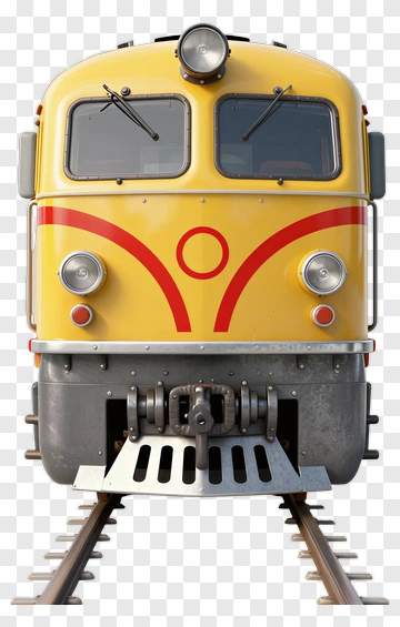 Yellow Locomotive On Train Tracks PNG