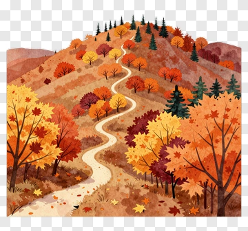 Autumn Landscape With Colorful Trees And Winding Path PNG