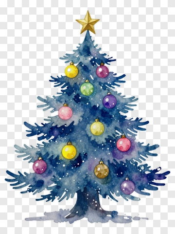 Watercolor Christmas Tree With Ornaments PNG