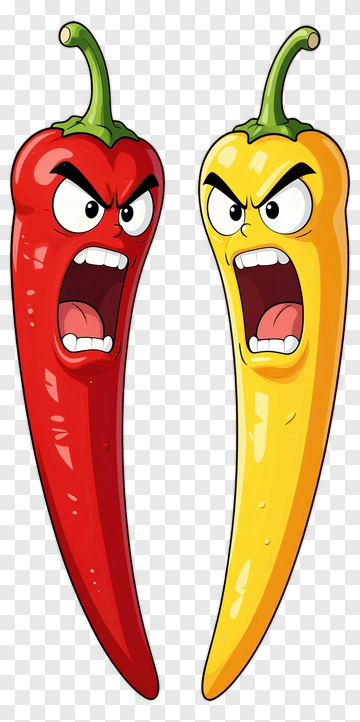 Angry Cartoon Chili Peppers PNG