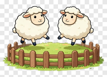 Cartoon Sheep Jumping In A Pasture PNG