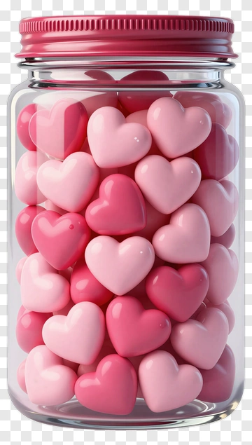 Jar Of Colorful Heart Candy PNG