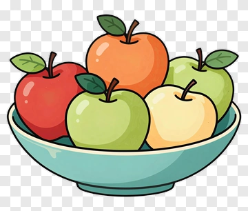Colorful Bowl Of Apples PNG