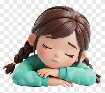 Sad Girl With Braids Resting Her Head PNG