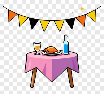 Table Set For Celebration With Food And Drinks PNG