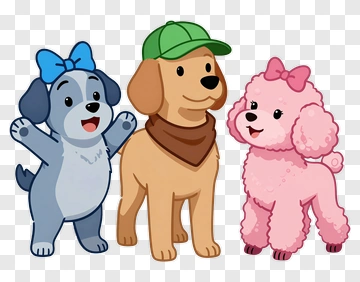 Cartoon Dogs With Accessories PNG