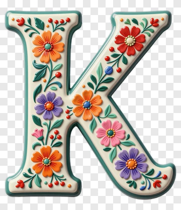 Decorative Letter K With Floral Design PNG