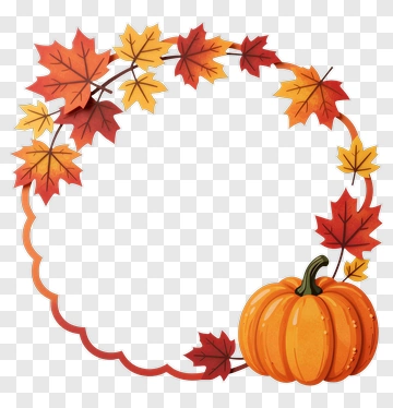 Autumn Pumpkin Surrounded By Colorful Leaves PNG