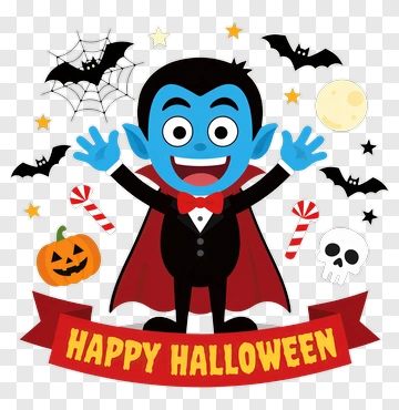 Cartoon Vampire Celebrating Halloween PNG