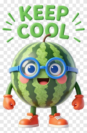 Cartoon Watermelon Character Keeping Cool PNG