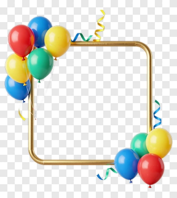 Colorful Balloon Frame With Streamers PNG