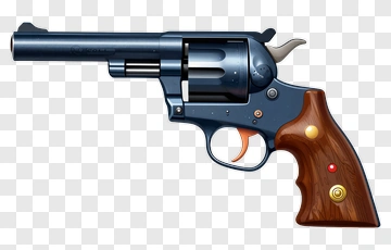 Cartoon Revolver With Wooden Grip PNG