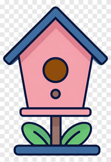 Cartoon Birdhouse With Green Leaves PNG
