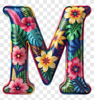 Colorful Floral Letter M PNG
