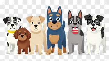Cartoon Dogs Standing Together PNG