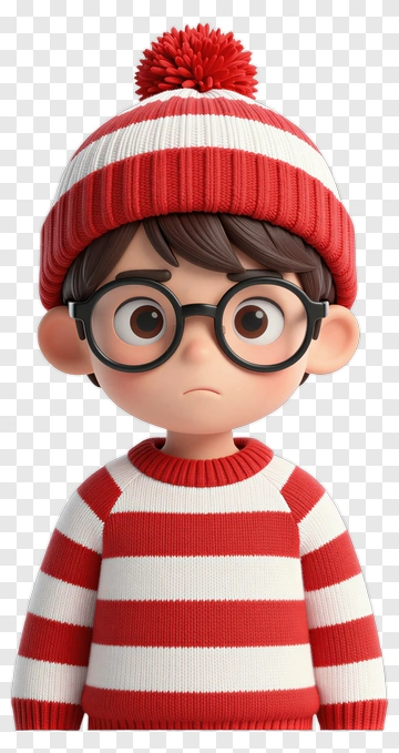 Cartoon Boy Wearing A Striped Sweater And Hat PNG