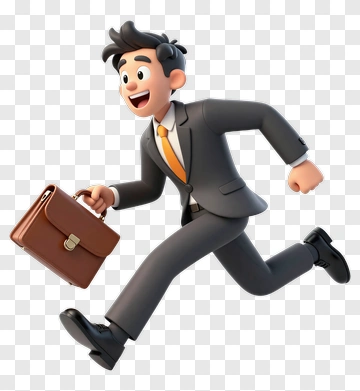 Cartoon Businessman Running With Briefcase PNG