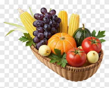 Colorful Fruit And Vegetable Basket PNG