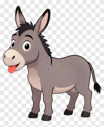 Cartoon Donkey With A Playful Expression PNG