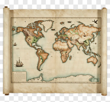 Vintage World Map Illustration PNG