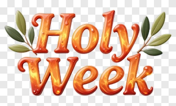 Holy Week Text With Olive Branches PNG