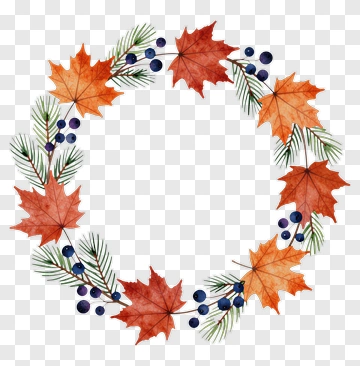 Watercolor Autumn Leaf Wreath PNG