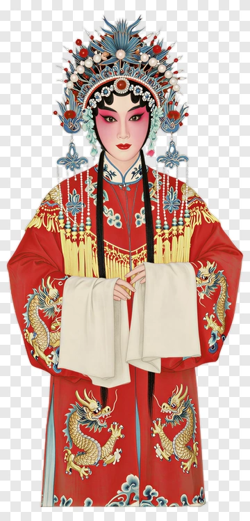 Traditional Chinese Opera Performer In Red Costume PNG