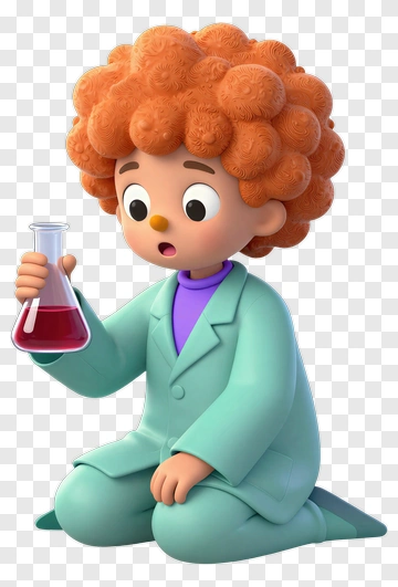 Cartoon Scientist Holding A Test Tube PNG